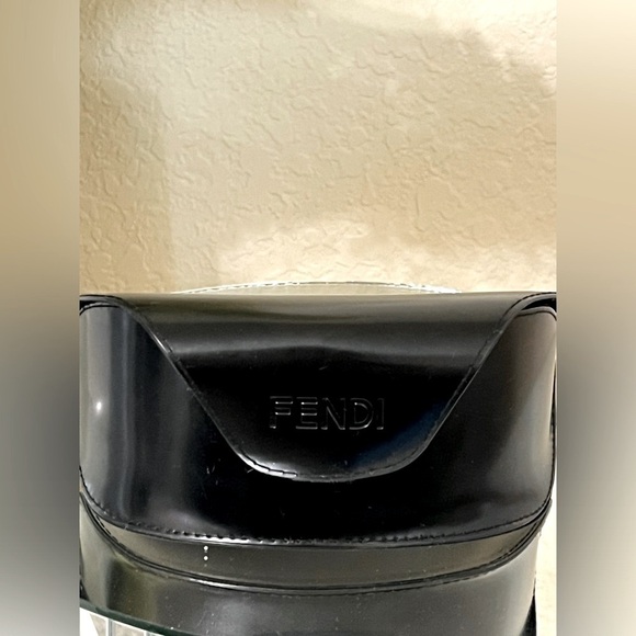 Fendi Sunglasses Case, Black, Has Velvet Fendi design inside display picture 3